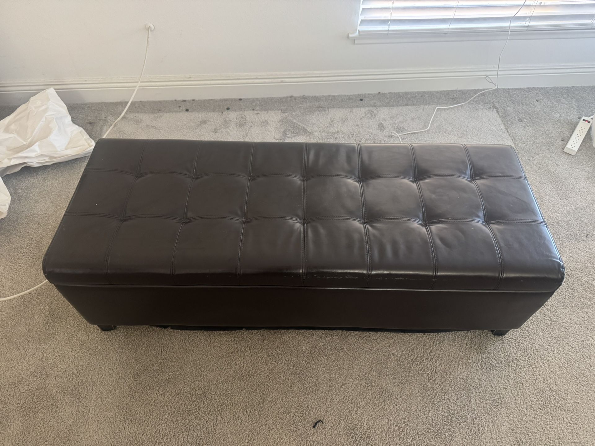 Faux Leather Storage Ottoman