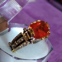 Men's Tri-Color Orange Gemstone Engagement Ring