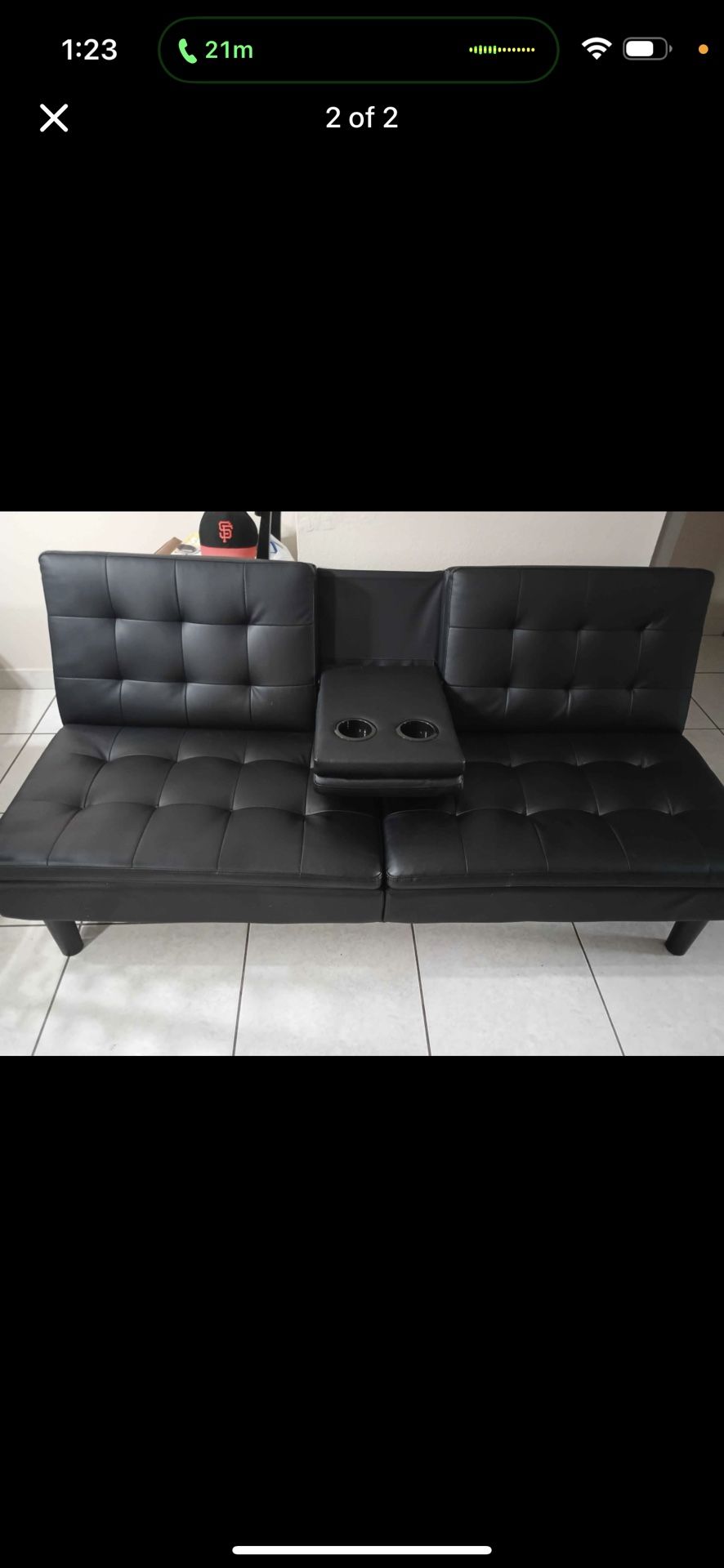 Andes Black Micro Sofa Futon