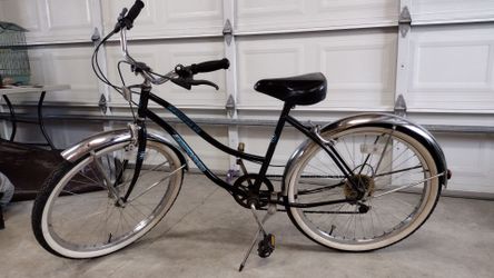 Cruiser Bicycle Black with Whitewall Tires