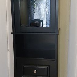 Tall Narrow Black Cabinet with Black Drawers 