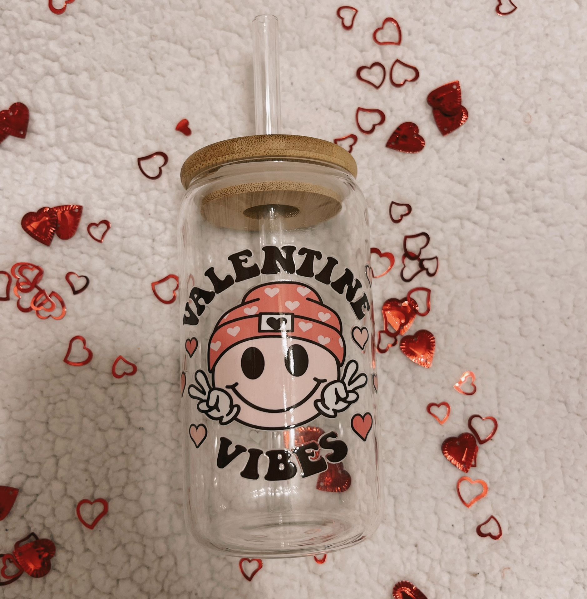 16oz Valentines Glass Cups
