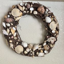 🌊 Vintage Handmade Seashell Christmas Wreath • Heirloom Coastal Folk Art • Early–Mid 20th Century