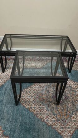 Set Of 2 Ashley Metal, Coffee & End Table Set, Black 🚚 Extra