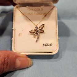 10kt Gold Necklace W/  Tanzanite Butterfly