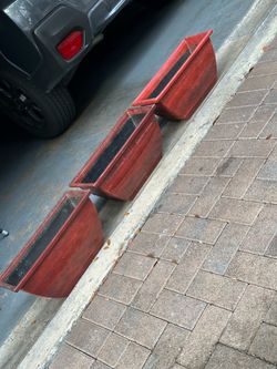 Set of 3 Red Rectangular Planters Resin Plastic 19x8 h 9