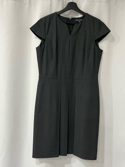 Brooks Brothers Womens 12 Dark Gray Charcoal Notch Neck Cap Sleeve Sheath Dress