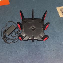  TP-Link - Archer AX11000 Tri-Band Wi-Fi 6 Router - Black/Red