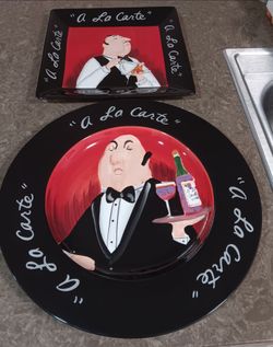 Tracy Flickinfer certified International square waiter serving plate 13×13 w/ Chef square plate 16×16 both for $50