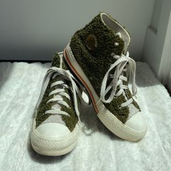 CONVERSE SHERPA EVA PLATFORM ‘DARK MOSS BOLD MANDARIN’ HIGH TOP SNEAKERS FOR KIDS