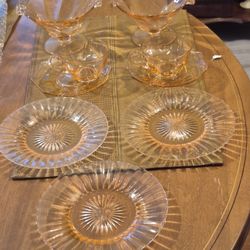9 Pieces of pink depression glass