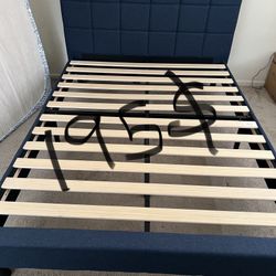 Blackstone Upholstered Square Stitched Platform Bed Blue Queen for Sale in Manchester CT OfferUp
