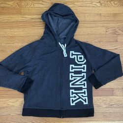 Victoria’s Secret PINK Hoodie Women’s Large Gray Multicolor Athleticwear Logo