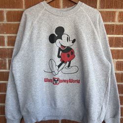 Mickey Mouse Walt Disney World Gray Crewneck Sweatshirt Size XL