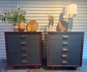 Mid century modern set of tall dressers or bed side tables