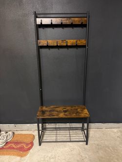 Industrial Entryway Hall Tree with Bench