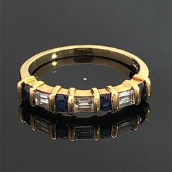 Solid 14kt Gold Real Sapphire And Diamond Band…Just In!