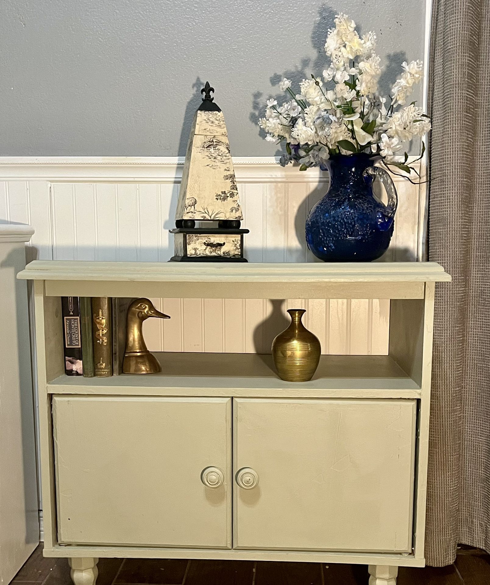 Small Sage Green Wood Cabinet | End Table | Nightstand