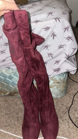 Burgundy velvet high heels