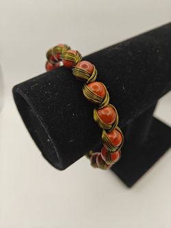 Handmade Fire Agate Green Tone Copper Wire