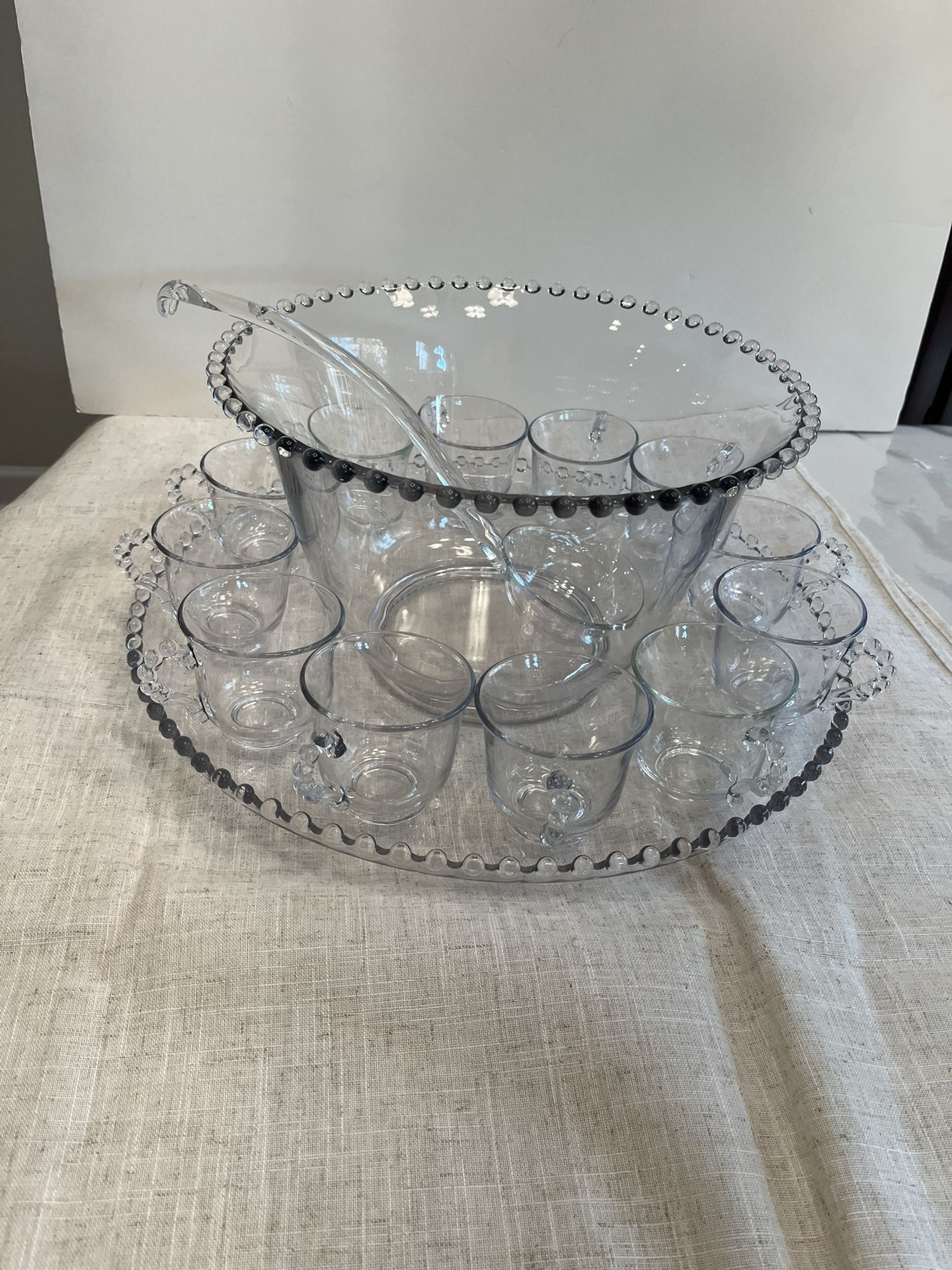 Vintage candlewick glass Punchbowl set