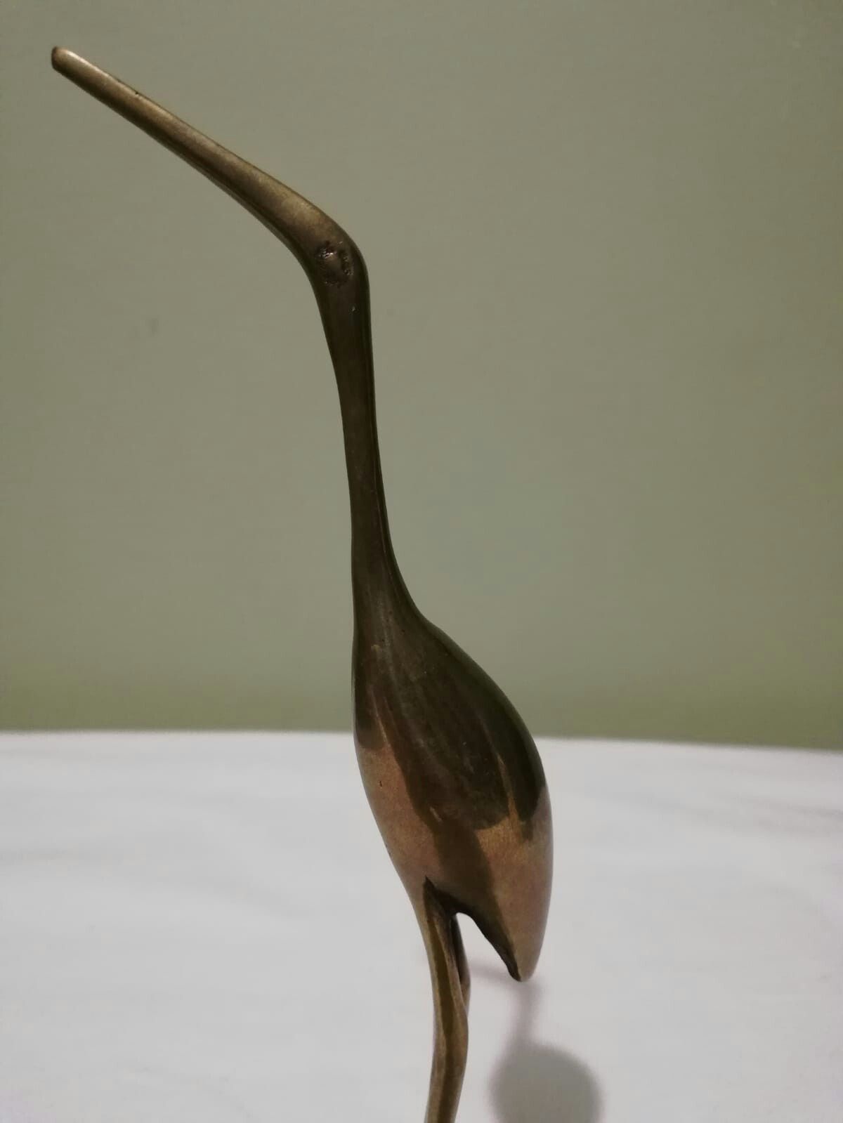 Vintage Brass Crane Heron Bird Egret Figurine Desk Art.