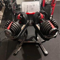 Bowflex Selecttech 552 Adjustable Dumbbells and stand
