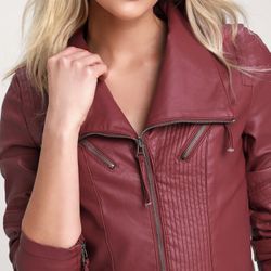 Burgundy Vegan Leather Jacket 