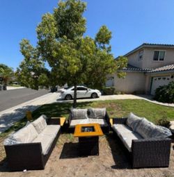 Quality patio set deep seating cushions fully assembled inside the box fire pit propane ☑️✅🆕