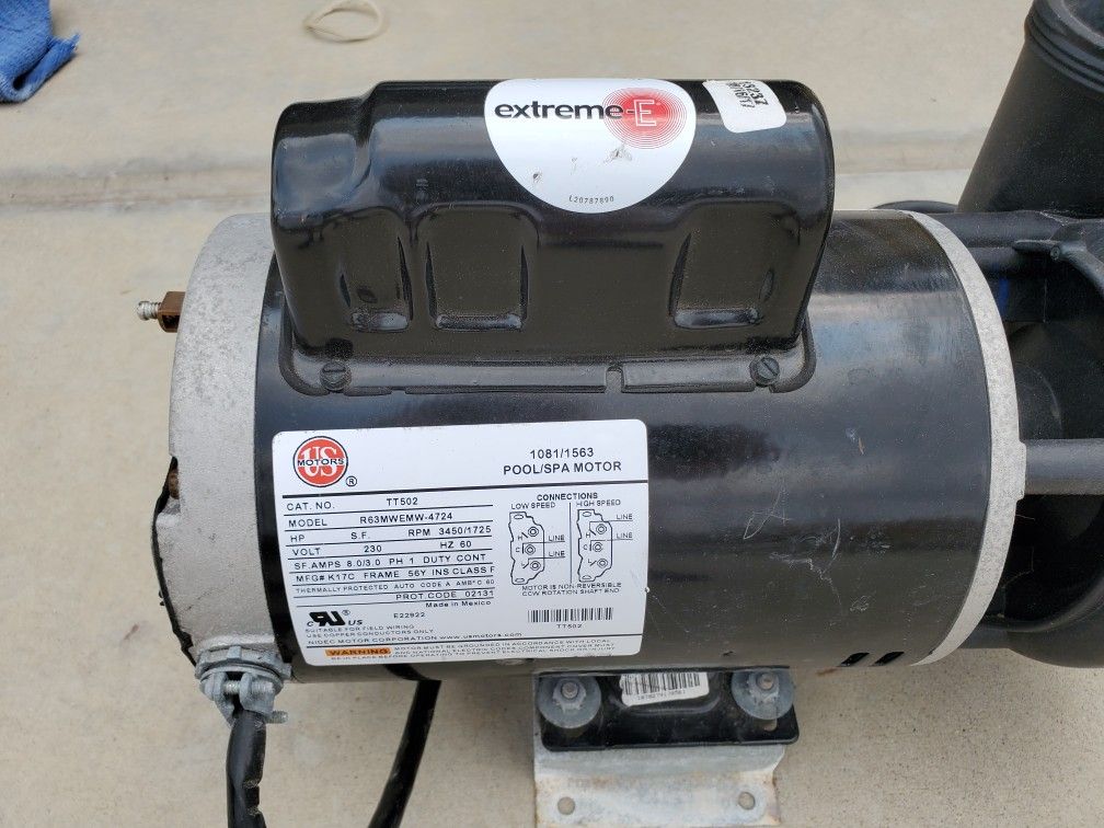 US Motors 2HP Pool Spa Motor 1081/1563