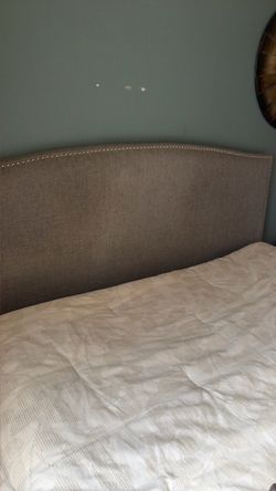 King size gray nailhead headboard