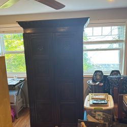 Antique Wood Armoire – Elegant Storage Cabinet