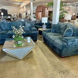 Fluffy Corduroy Sofa Loveseat Set