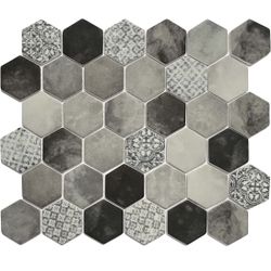 8 Sheet Gray Hexagon Glass Mosaic Wall Tile for Kitchen Bathroom Shower New Condition