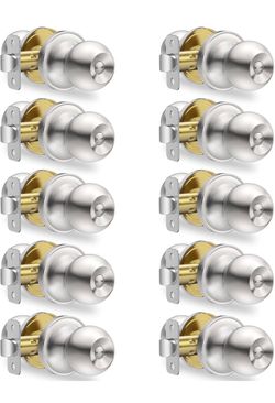 10 Pack Privacy Door Knobs Interior, Satin Nickel Doorknob with Lock -ANSI Grade-3 Certified - B337