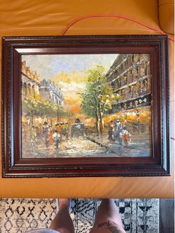 Large painting impressionist French scene