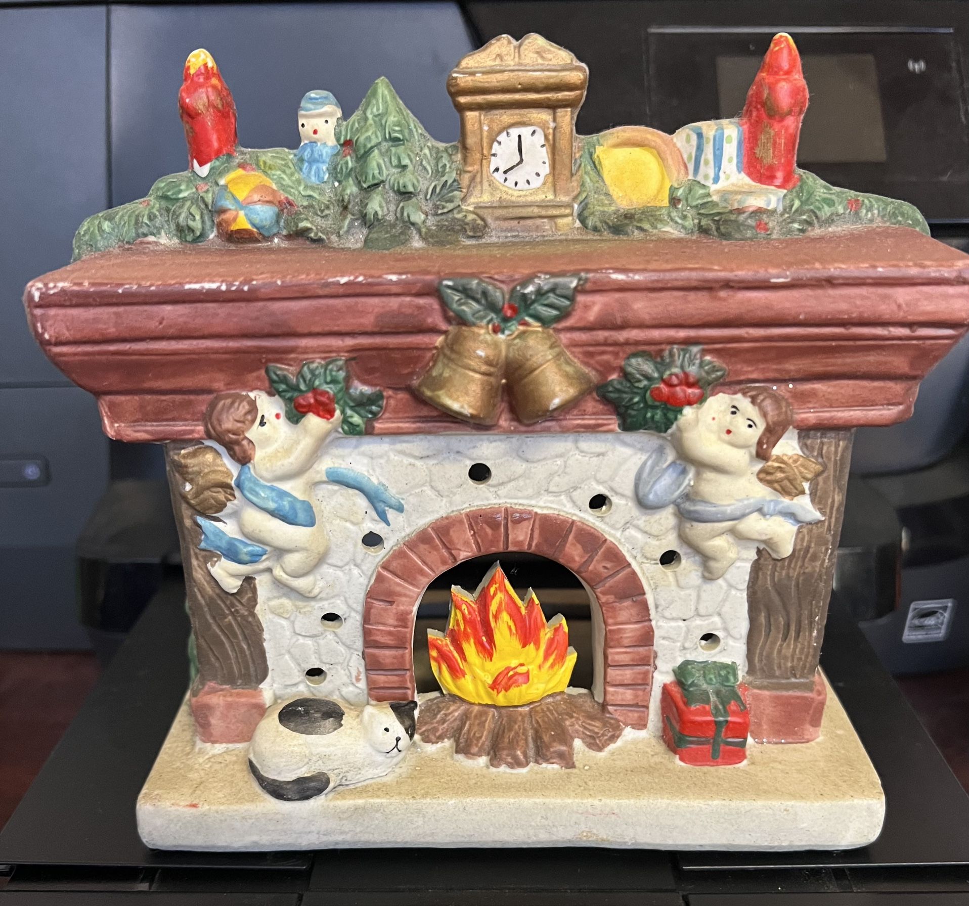 Gift Collection Christmas Fireplace Porcelain Candle Holder