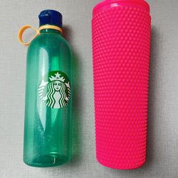Starbucks Siren Water Bottle Green Blue & slm Simple Modern Travel Cup ReaD color