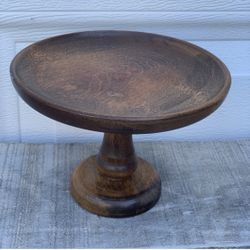 Vintage Wooden Pedestal Display Riser Stand 7”x5”Japan Cake Pillar Candle Holder