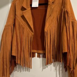 cute Cropped Faux Suede Fringe 