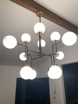 Restoration Hardware Bistro Globe Milk Glass Chandelier 