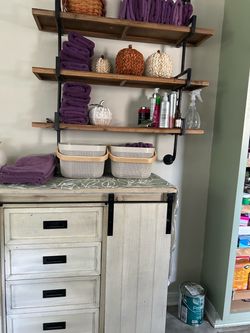 Farmhouse cabinet and shelf