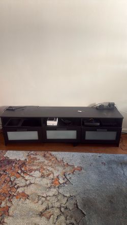 Black TV Stand / Entertainment Center with Frosted Glass Storage