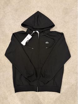 Premium Black Full Zip Hoodie Minimalist Heavyweight Athleisure Jacket NWT