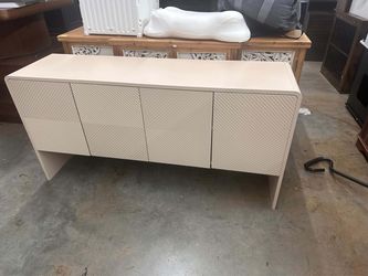60"L Minimalist Style Sideboard with 4 Doors, Adjustable Shelves & Rebound Device for Living Room, Entryway, Apricot Cream