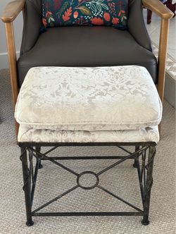 18” Upholstered Ottoman Bench with Iron Base