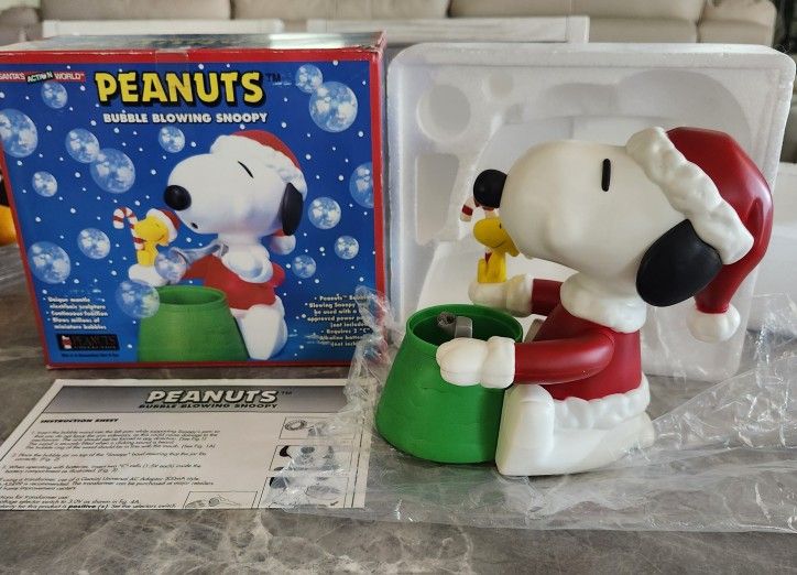 Peanuts 1998 Bubble Blowing Santa Snoopy Woodstock Holiday Fun By Kurt S. Adler