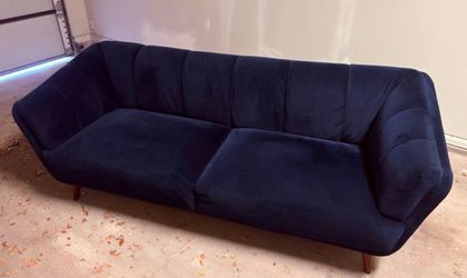Blue velvet couch