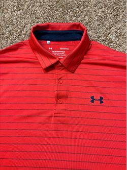 Under Armour The Playoff Golf Polo Striped Mens Size Large Red