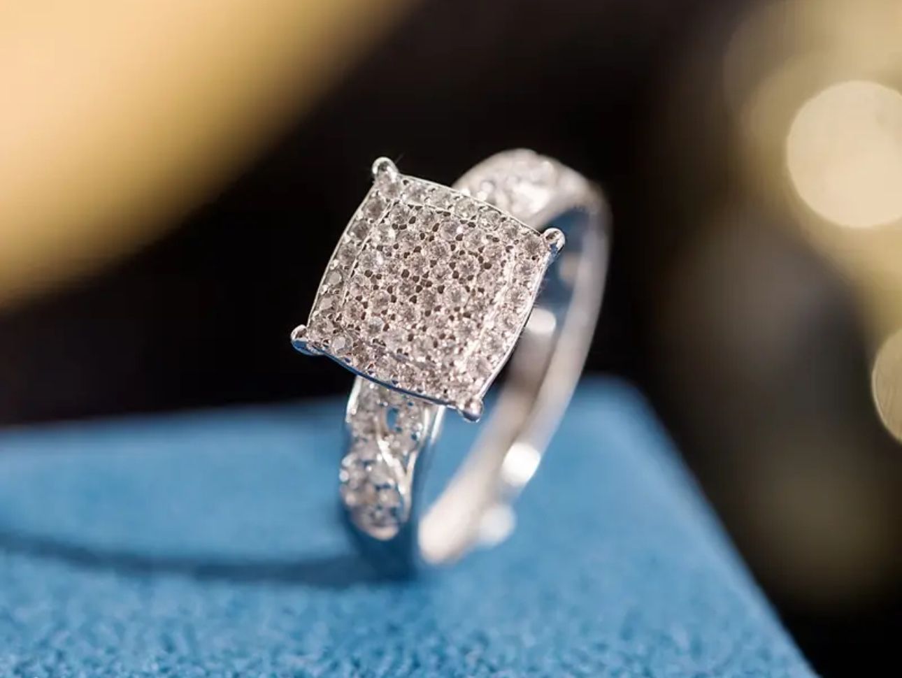 Elegant S925 Silver Plated Square Zirconia Ring 